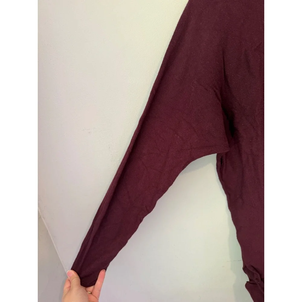 Michael Kors Womens Burgundy Long Sleeve Knit Sweater Gold Logo Plate Size L